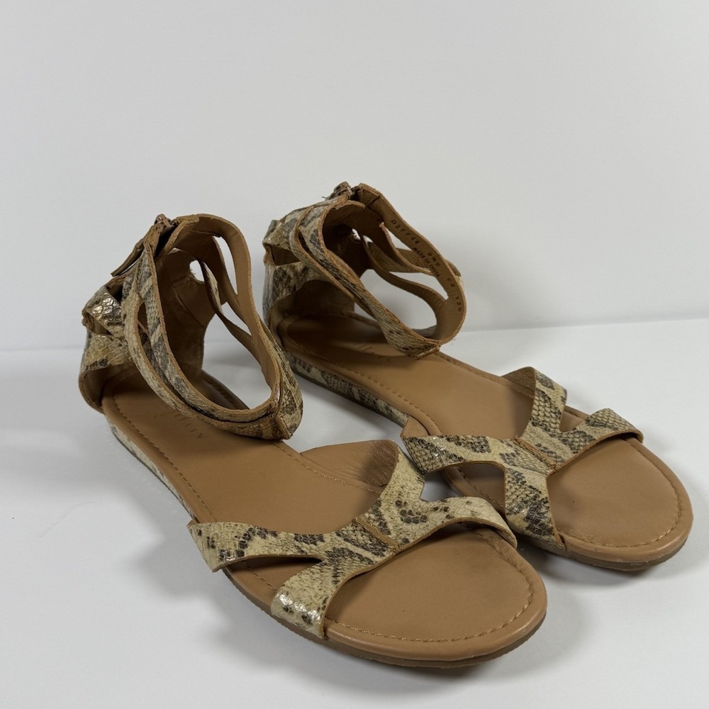 Cole Haan Snakeskin Print Leather Gladiator Sandals Womens Size 9.5 Zip